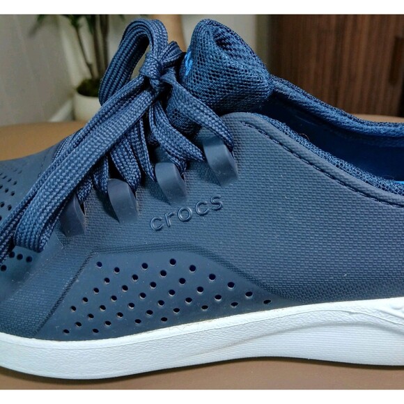 Men's Size 8 Crocs LiteRide Navy Blue Sneakers White Soles Comfort Walking Work. - Picture 7 of 16